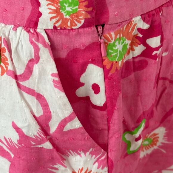 Lilly Pulitzer Size 8 Avery Pink Floral 100% Cotton Mini Skirt Pockets Vacation - Picture 3 of 5